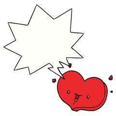 cartoon happy love heart and speech bubble