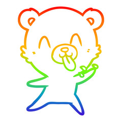 rainbow gradient line drawing rude cartoon bear