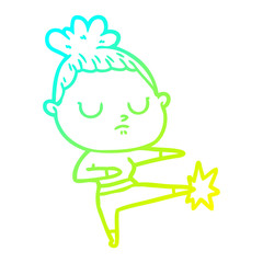 cold gradient line drawing cartoon calm woman