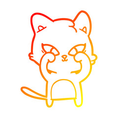Fototapeta premium warm gradient line drawing cute cartoon cat
