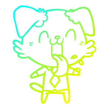 recommend clip art: cold gradient line drawing cartoon panting dog