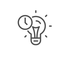 Time management line icon. Idea lightbulb sign. Clock symbol. Quality design element. Linear style time management icon. Editable stroke. Vector