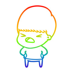 rainbow gradient line drawing cartoon stressed man