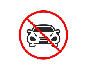 No or Stop. Car transport icon. Transportation vehicle sign. Driving symbol. Prohibited ban stop symbol. No car icon. Vector