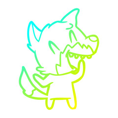 cold gradient line drawing laughing fox cartoon