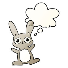 cute cartoon rabbit and thought bubble in smooth gradient style