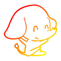 warm gradient line drawing cute cartoon elephant