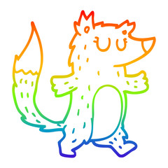 rainbow gradient line drawing cartoon wolf