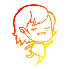 warm gradient line drawing cartoon undead vampire girl