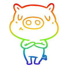 rainbow gradient line drawing cartoon content pig