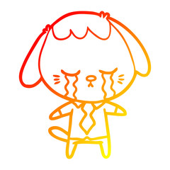 warm gradient line drawing cartoon dog crying
