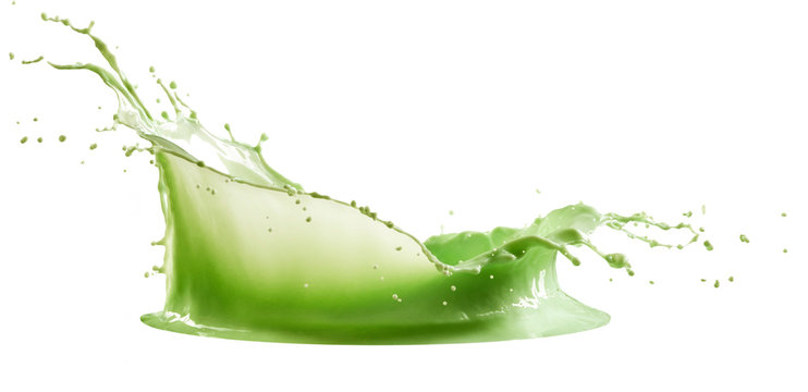 green paint splash isolated on white background
