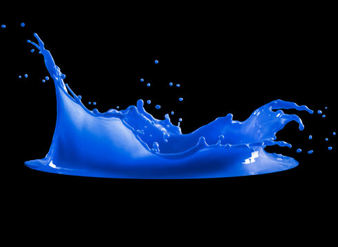dark blue paint splash isolated on black background