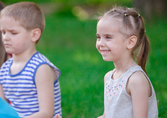 children practicing yoga.