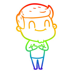 rainbow gradient line drawing cartoon friendly man