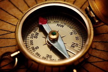 Vintage compass isolated on white background