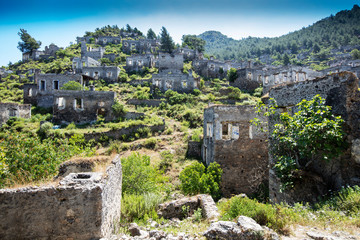The abandoned Greek village of Kayakoy, Fethiye, Turkey. Ghost Town Kayakoy.