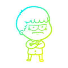 cold gradient line drawing cartoon illustration