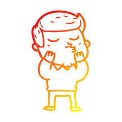 warm gradient line drawing cartoon model guy pouting