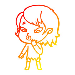 warm gradient line drawing cute cartoon vampire girl