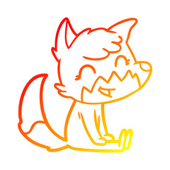 warm gradient line drawing happy cartoon fox