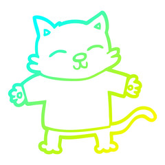 cold gradient line drawing happy cartoon cat
