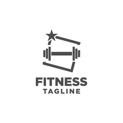 Fototapeta premium Fitness Logo. Symbol of sport barbel, health, illustration of fresh life