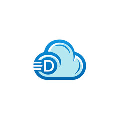 cloud logo icon with letter D vector