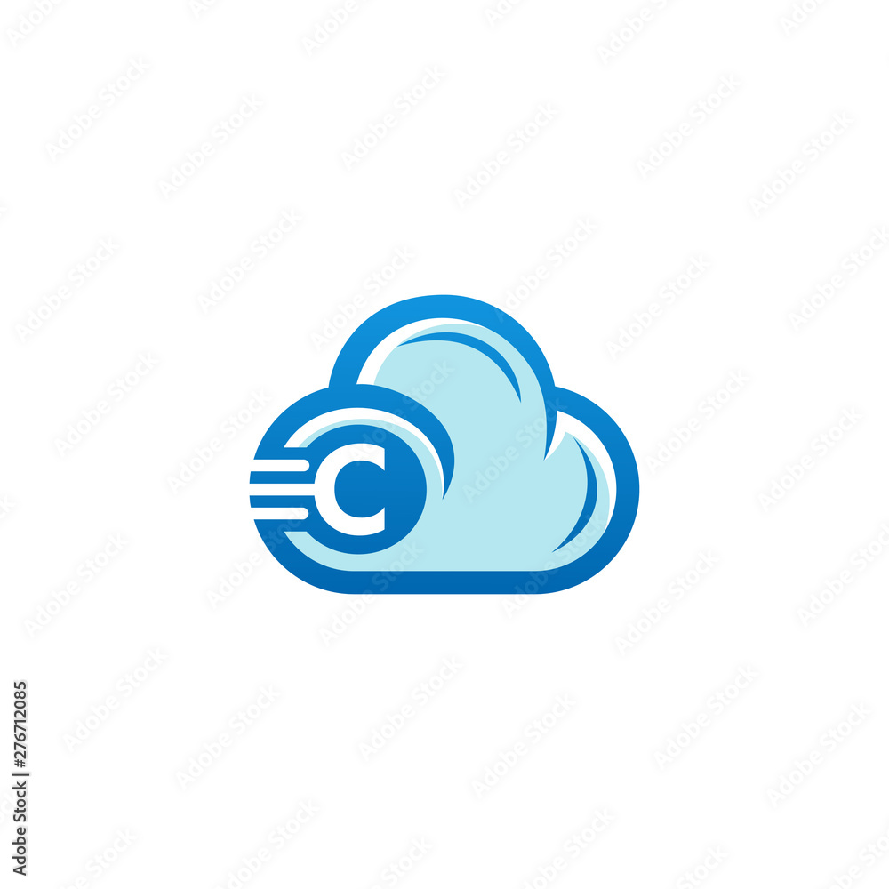 Wall mural cloud logo icon with letter c vector