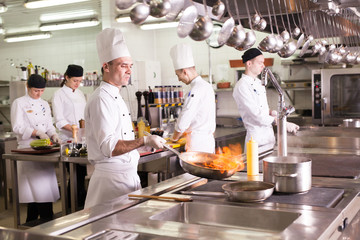 the work of the cook in the kitchen of the restaurant.