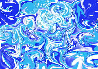Abstract blue background with waves. Fluid painting