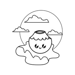 cocktail of coconut kawaii in the beach