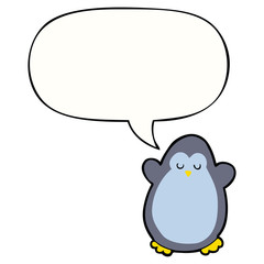 cartoon penguin and speech bubble