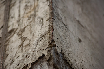 Broken concrete column is close