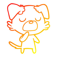 warm gradient line drawing cartoon dog