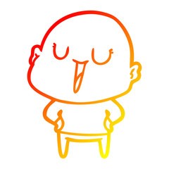 warm gradient line drawing happy cartoon bald man