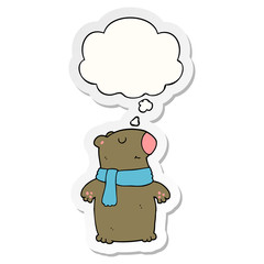 cartoon bear and thought bubble as a printed sticker