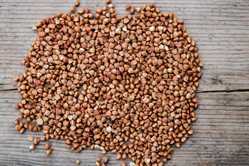 Buckwheat Seeds on a wooden board