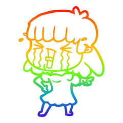 rainbow gradient line drawing cartoon woman