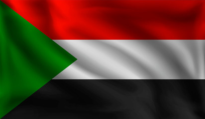 Waving Sudan's flag, the flag of Sudan, vector illustration