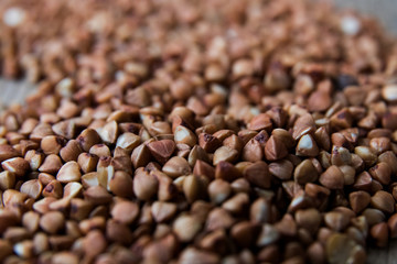 Close-up of Buckwheat Seeds, food Background