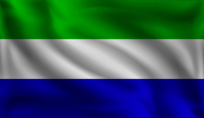 Waving Sierra Leone flag, the flag of Sierra Leone, vector illustration
