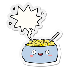 cute cartoon bowl of sugar and speech bubble sticker