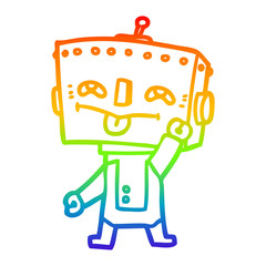 rainbow gradient line drawing cartoon robot