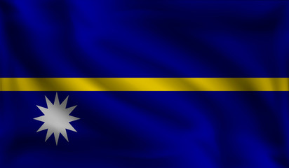 Waving Nauru flag, the flag of Nauru, vector illustration