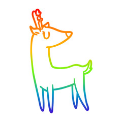 rainbow gradient line drawing Cartoon deer