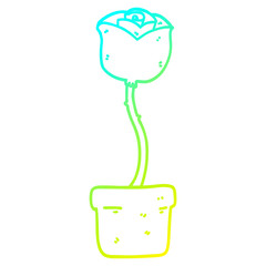cold gradient line drawing cartoon flower