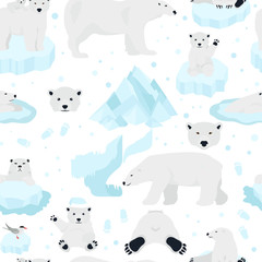Polar bears set, teddy bear in Arctic