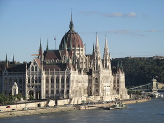 View of Országház (Hungarian Parliament) in Budapest, Hungary