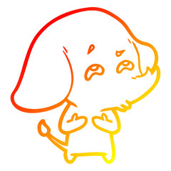 warm gradient line drawing cartoon elephant remembering